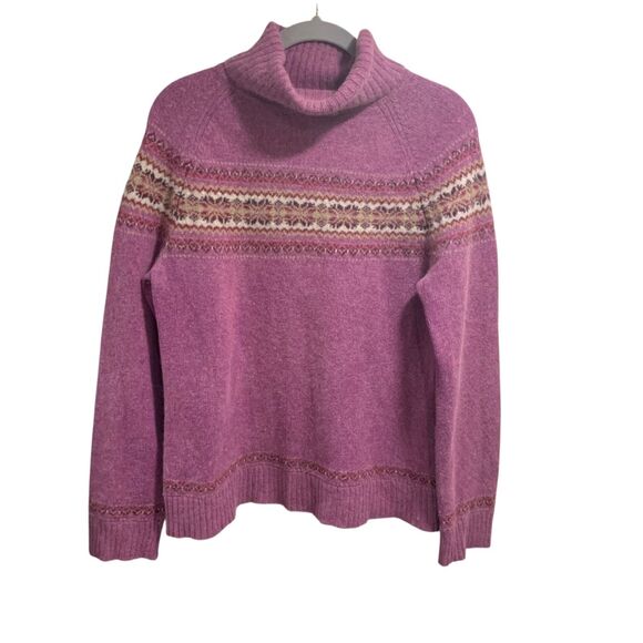 Vintage Eddie Bauer Womens Fair Isle Angora Wool Blend Turtleneck Sweater MT - Picture 1 of 5